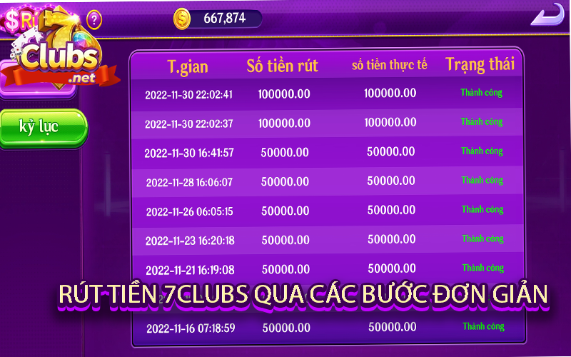 Rút tiền 7clubs qua các bước đơn giản