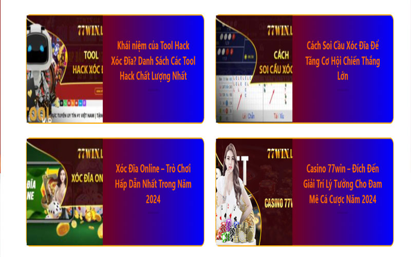 Các loại hình trò chơi cá cược tại 77win